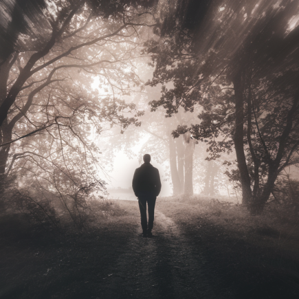 silhouette-pers-foret-arbres-lumiere