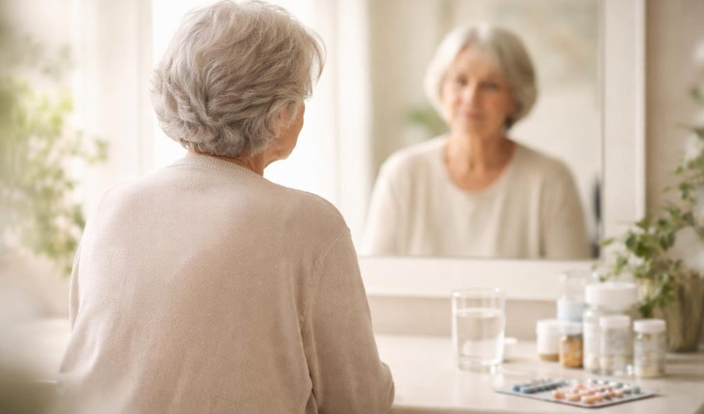 personne-mature-miroir-elements-medicaux