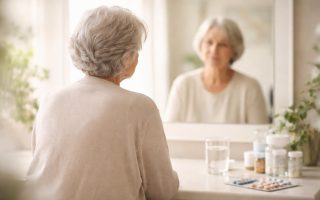 personne-mature-miroir-elements-medicaux