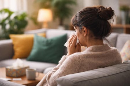 personne-canape-mouchoir-plantes-coussins