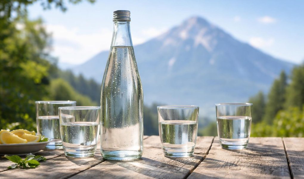 bouteille-eau-table-montagne-sky