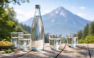 bouteille-eau-table-montagne-sky