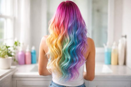 femme-cheveux-teints-lavabo-salle-de-bain