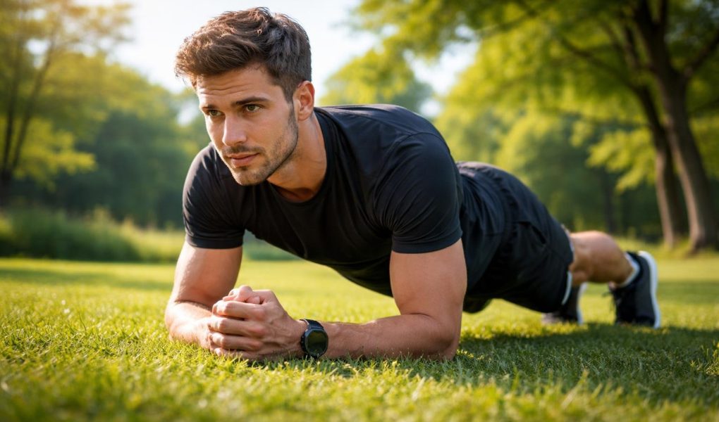 adulte-sport-gainage-parc-verdoyant