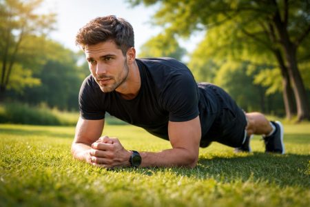 adulte-sport-gainage-parc-verdoyant