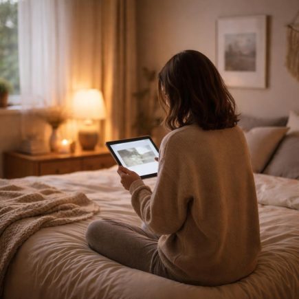 personne-lit-tablette-ambiance-relaxante