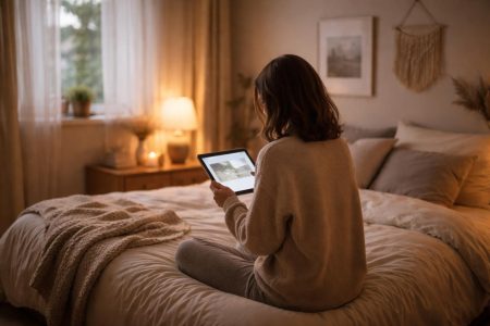 personne-lit-tablette-ambiance-relaxante