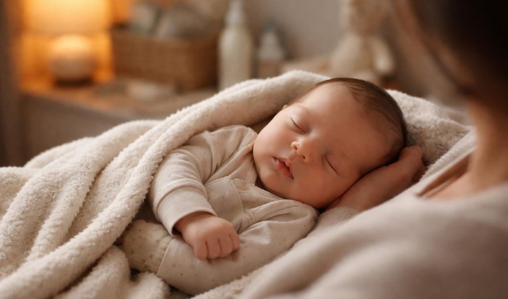 bebe-pyjama-couverture-bras-parent