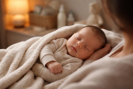 bebe-pyjama-couverture-bras-parent